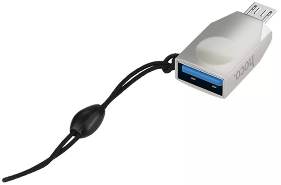 Адаптер Hoco UA10 USB V 3.0 - micro USB (F/M), Silver (UA10S)