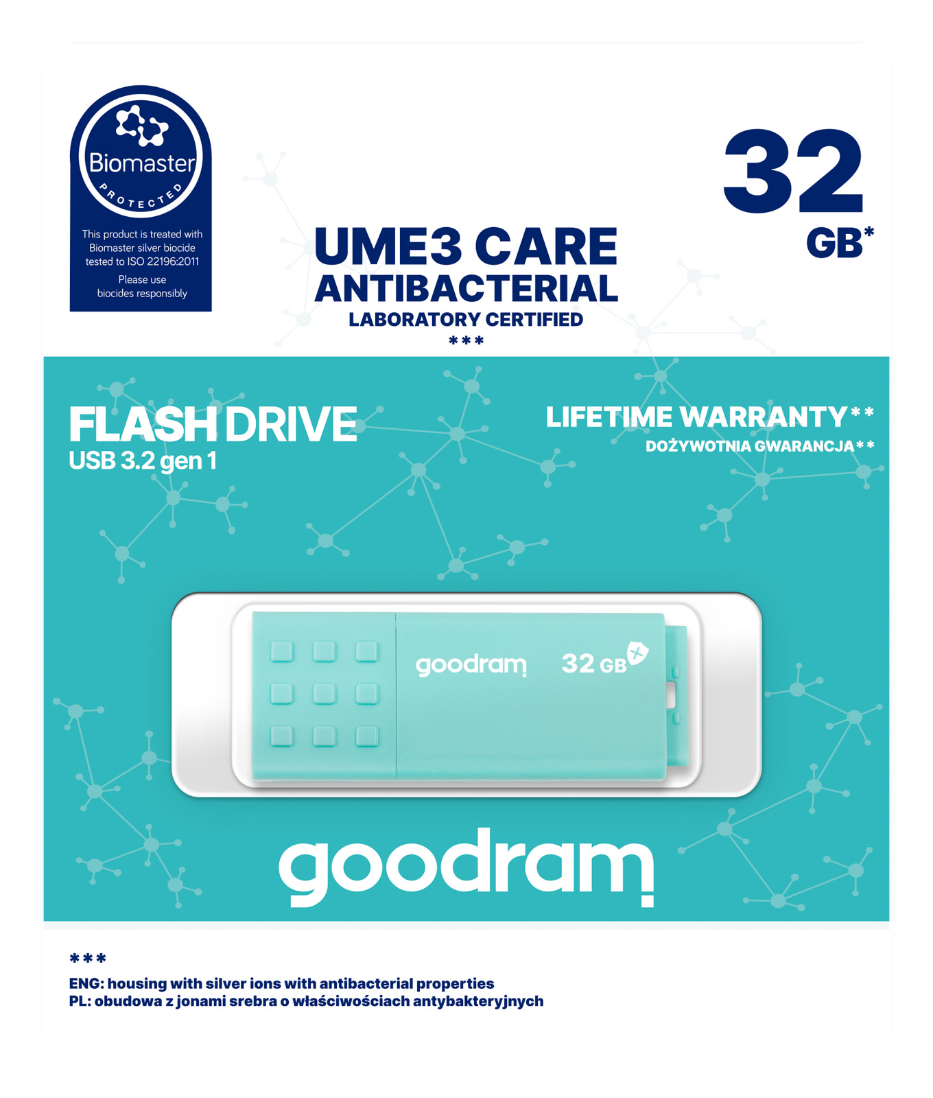 Флеш-накопичувач USB3.2 32GB Goodram UME3 Care Green (UME3-0320CRR11)