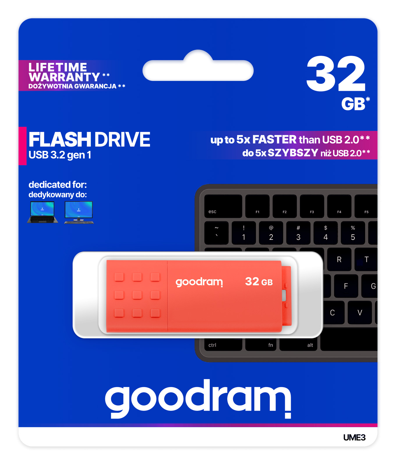 Флеш-накопичувач USB3.2 32GB Goodram UME3 Orange (UME3-0320O0R11)