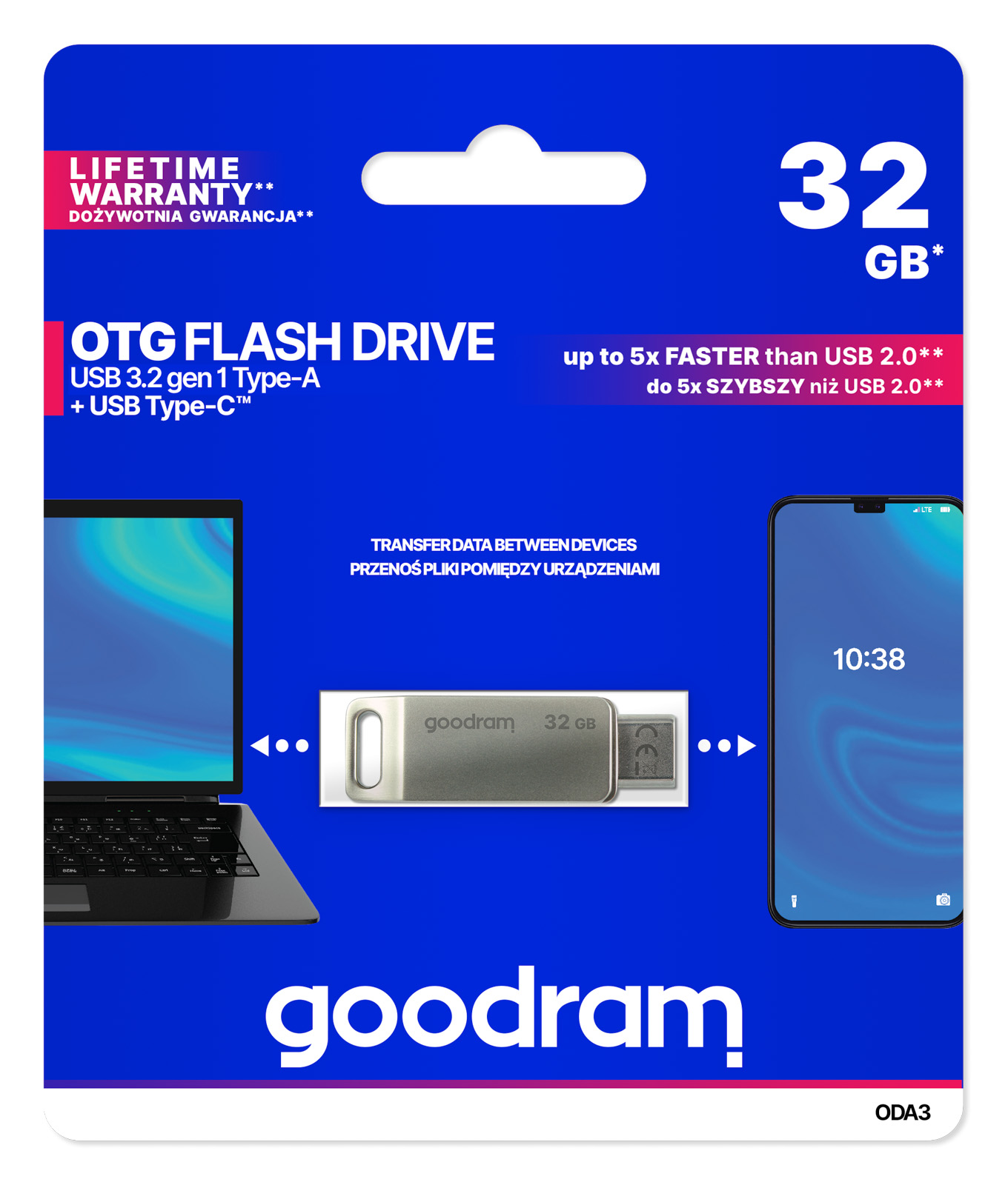 Флеш-накопичувач USB3.2 32GB OTG Type-C Goodram ODA3 Silver (ODA3-0320S0R11)