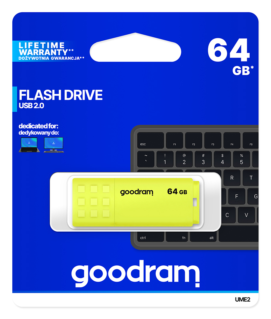 Флеш-накопичувач USB2.0 64GB Goodram UME2 Yellow (UME2-0640Y0R11)