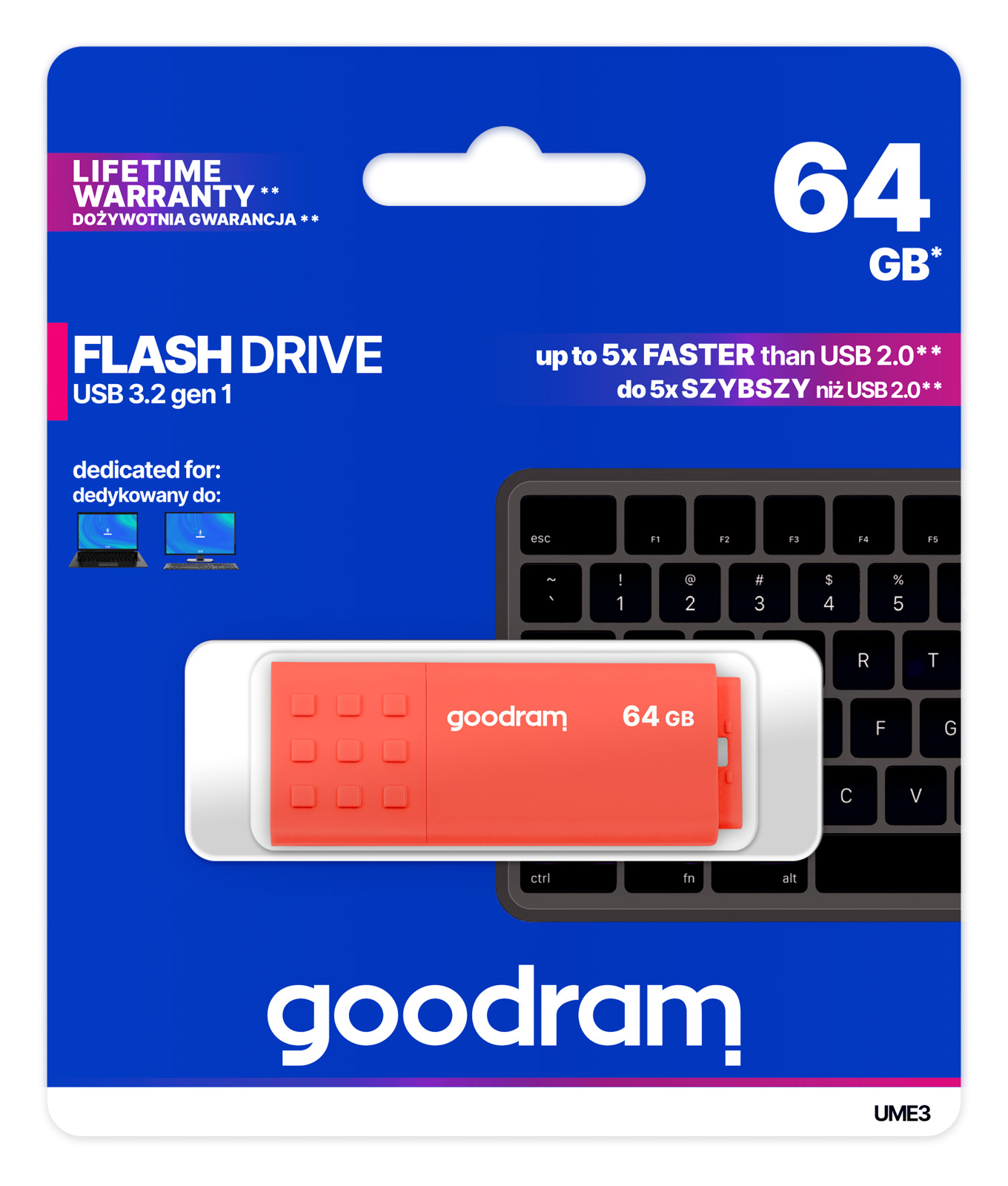 Флеш-накопичувач USB3.2 64GB Goodram UME3 Orange (UME3-0640O0R11)