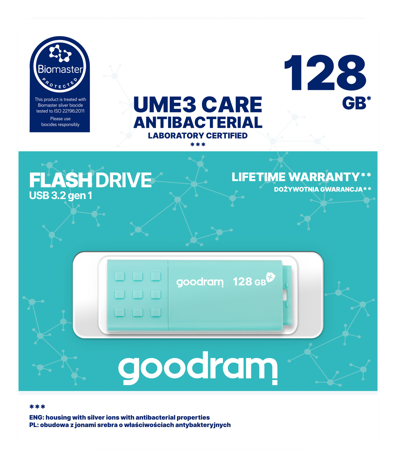 Флеш-накопичувач USB3.2 128GB Goodram UME3 Care Green (UME3-1280CRR11)