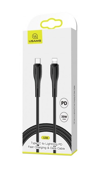 Кабель Usams US-SJ405 USB Type-C - Lightning, 1 м, Black (SJ405USB01)