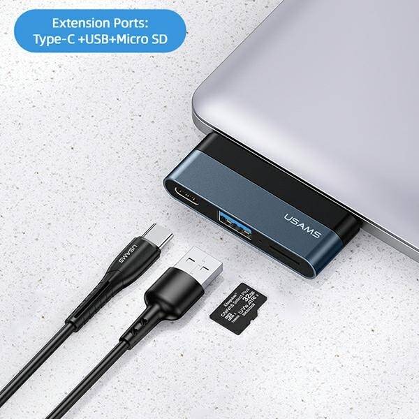 Концентратор USB Type-C Usams US-SJ491 Mini HUB Black (SJ491HUB01)