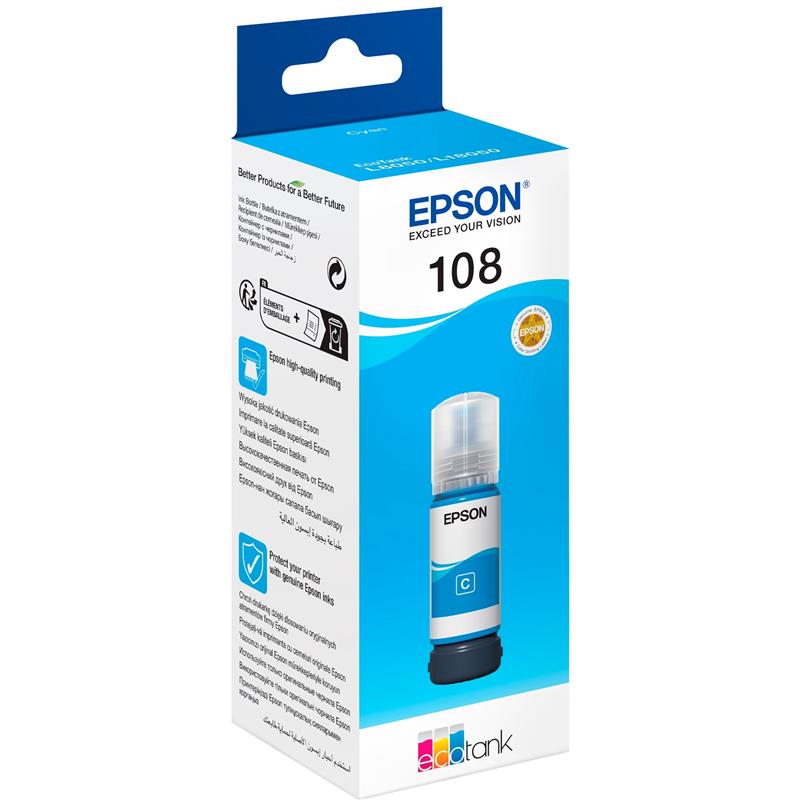 Чорнила Epson (108) EcoTank L8050/L18050 Cyan (C13T09C24A) 70 мл