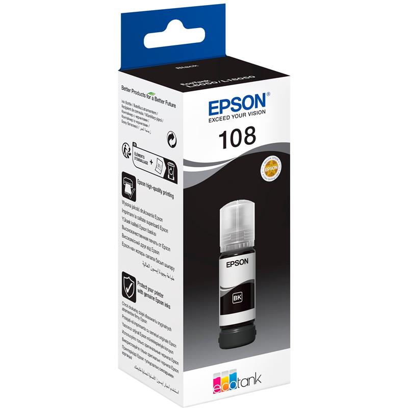 Чорнила Epson (108) EcoTank L8050/L18050 Black (C13T09C14A) 70 мл