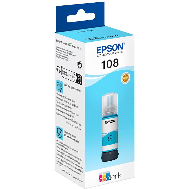 Чорнила Epson (108) EcoTank L8050/L18050 Light Cyan (C13T09C54A) 70 мл