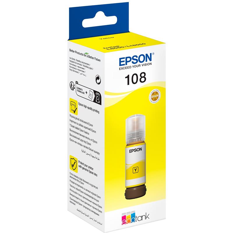 Чорнила Epson (108) EcoTank L8050/L18050 Yellow (C13T09C44A) 70 мл