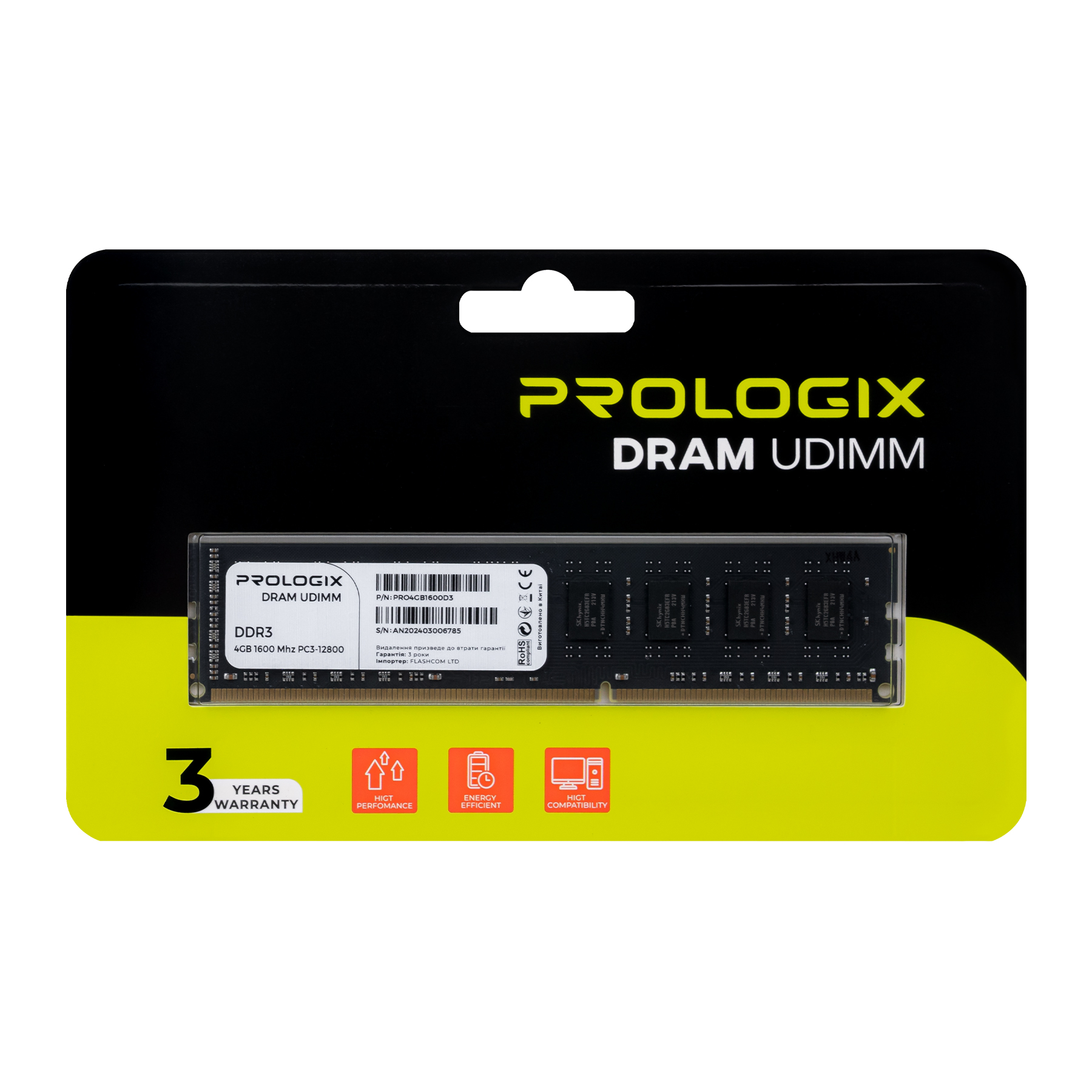 Модуль пам`ятi DDR3 4GB/1600 Prologix (PRO4GB1600D3)