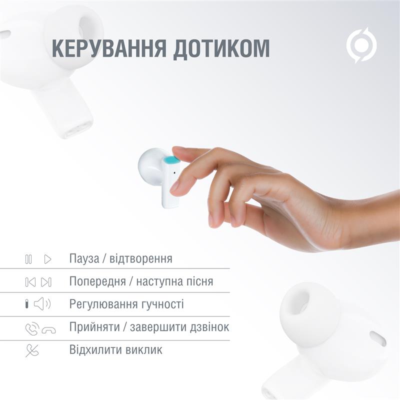 Bluetooth-гарнiтура Piko TWS-HalfMoon White (1283126583391)