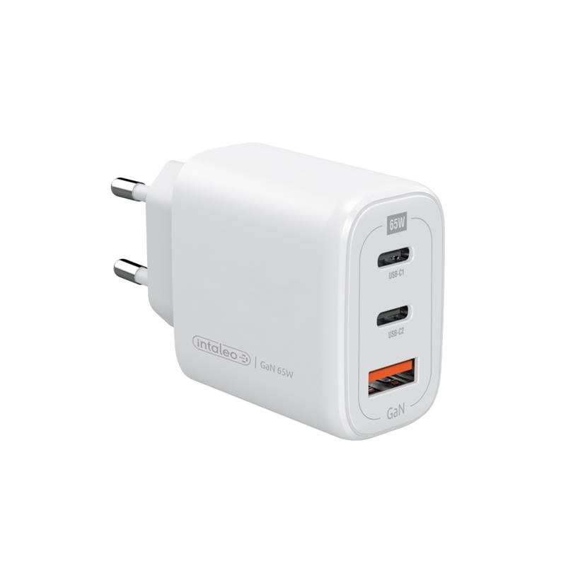 Мережевий зарядний пристрій Intaleo TCG65GAN 2USB-C PD+USB-A QC 3.0 White (1283126559525)