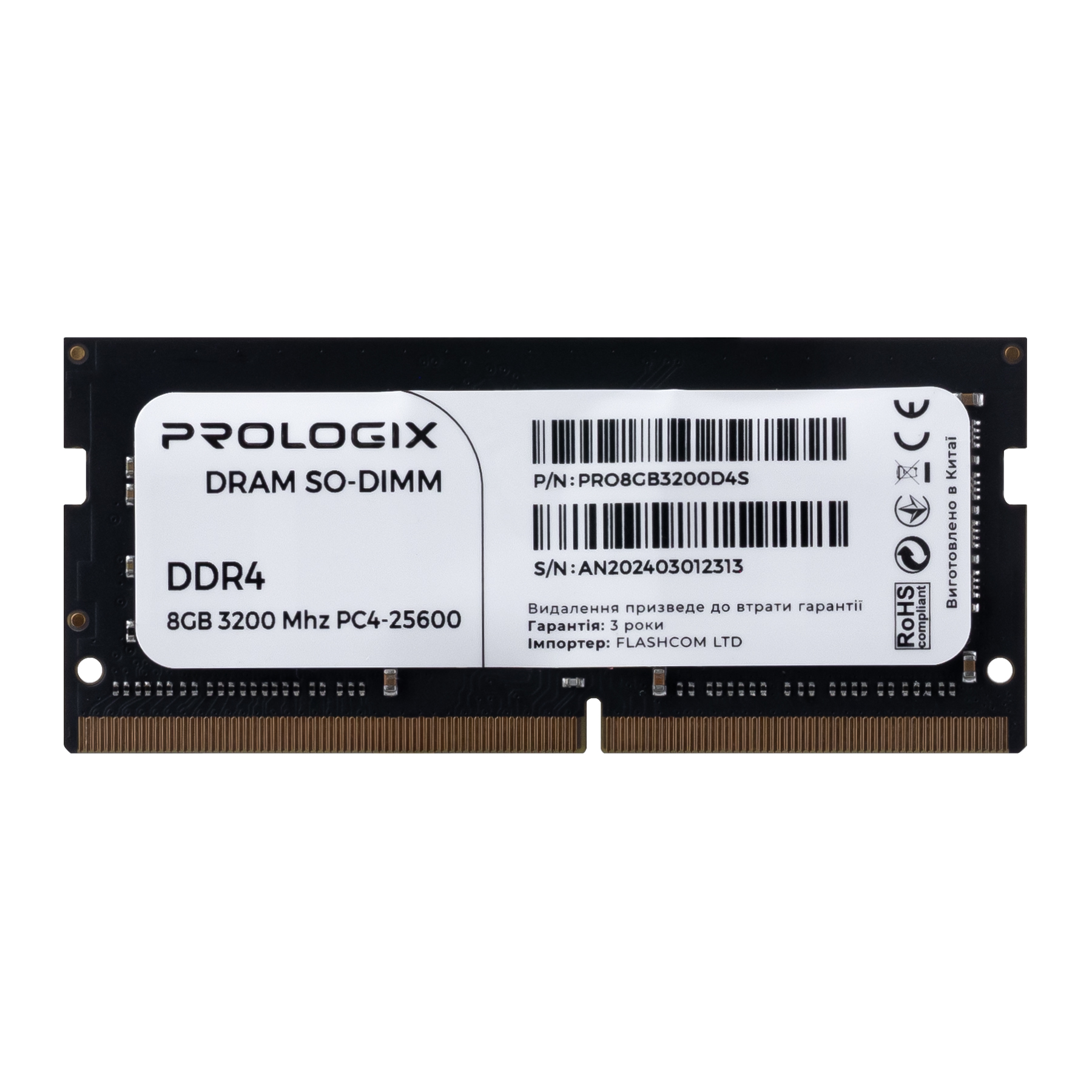 Модуль пам`ятi SO-DIMM 8GB/3200 DDR4 Prologix (PRO8GB3200D4S)