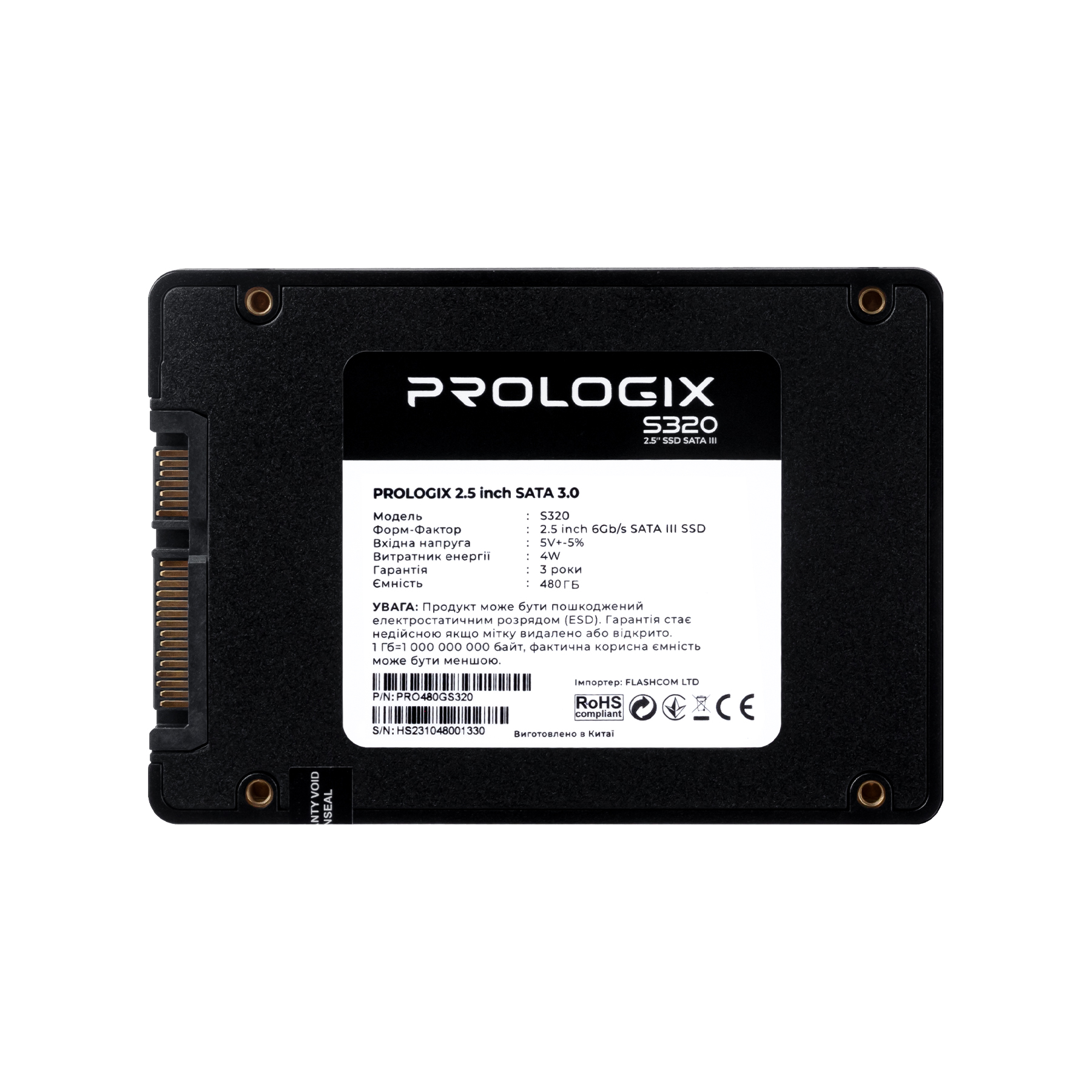 Накопичувач SSD  480GB Prologix S320 2.5" SATAIII TLC (PRO480GS320)