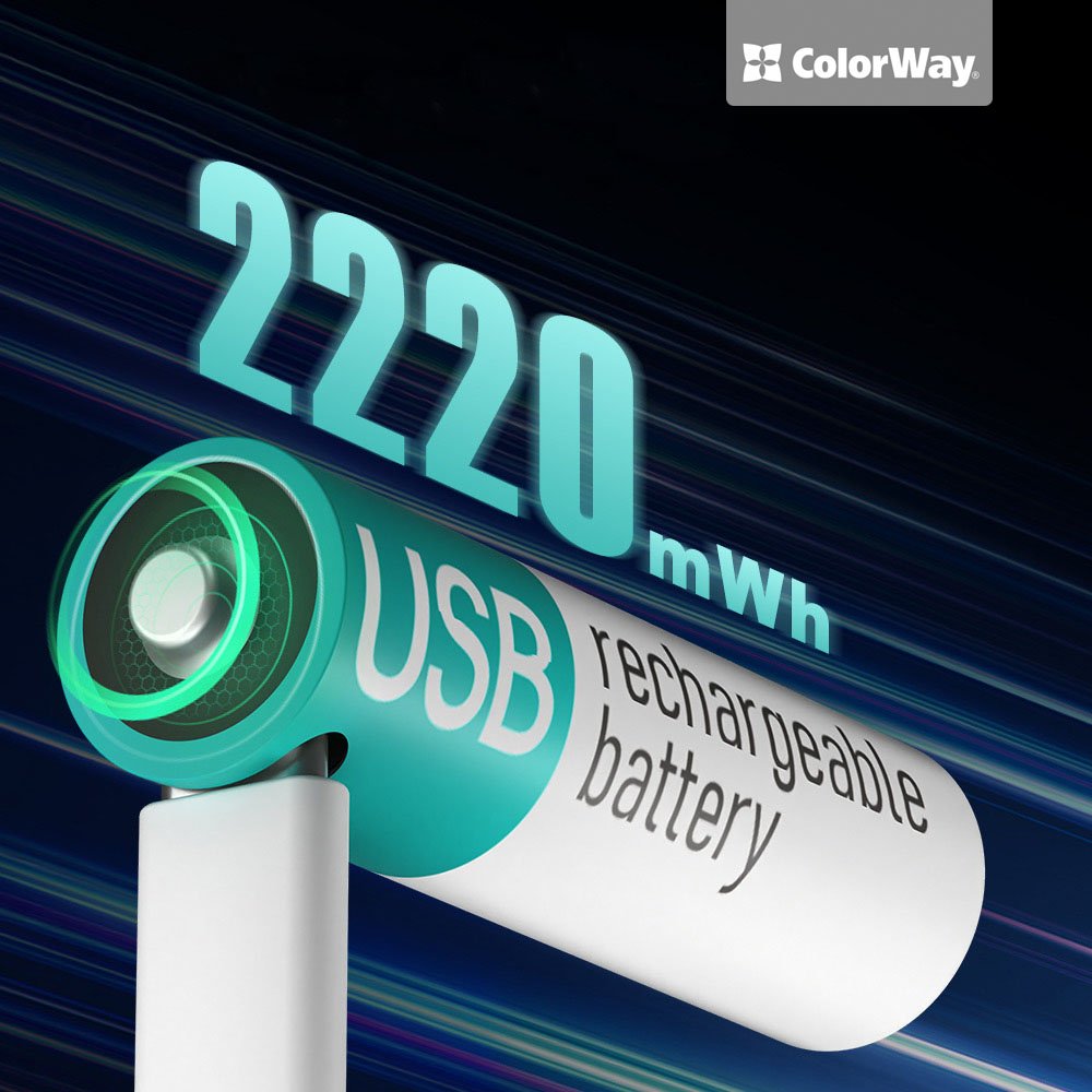 Акумулятор USB-C ColorWay (CW-UBAA-10) AA/HR06 Li-Pol 2220 mAh BL 2шт