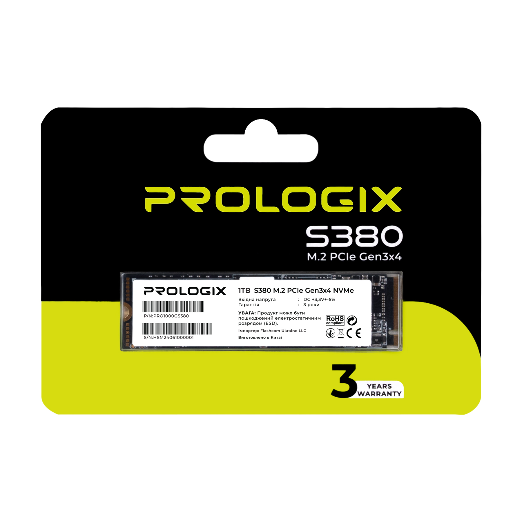 Накопичувач SSD 1TB Prologix S380 M.2 2280 PCIe 3.0 x4 NVMe TLC (PRO1000GS380)