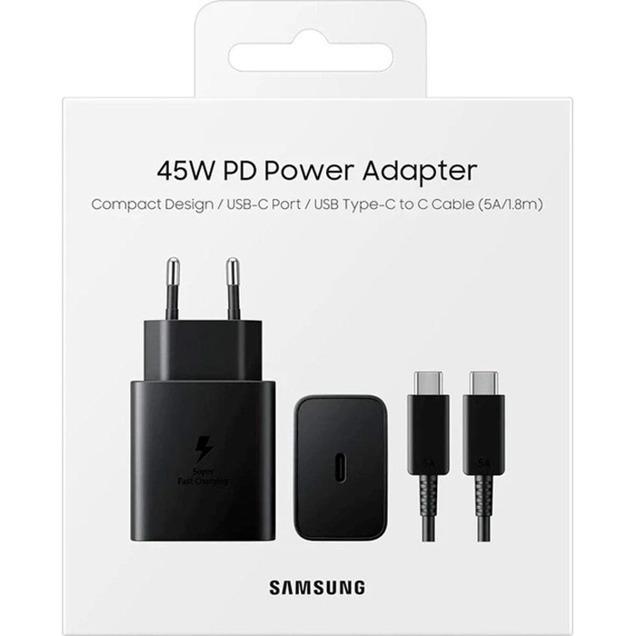 Мережевий зарядний пристрій Samsung EP-T4511XBEGEU Black, 45W + кабель USB Type-C