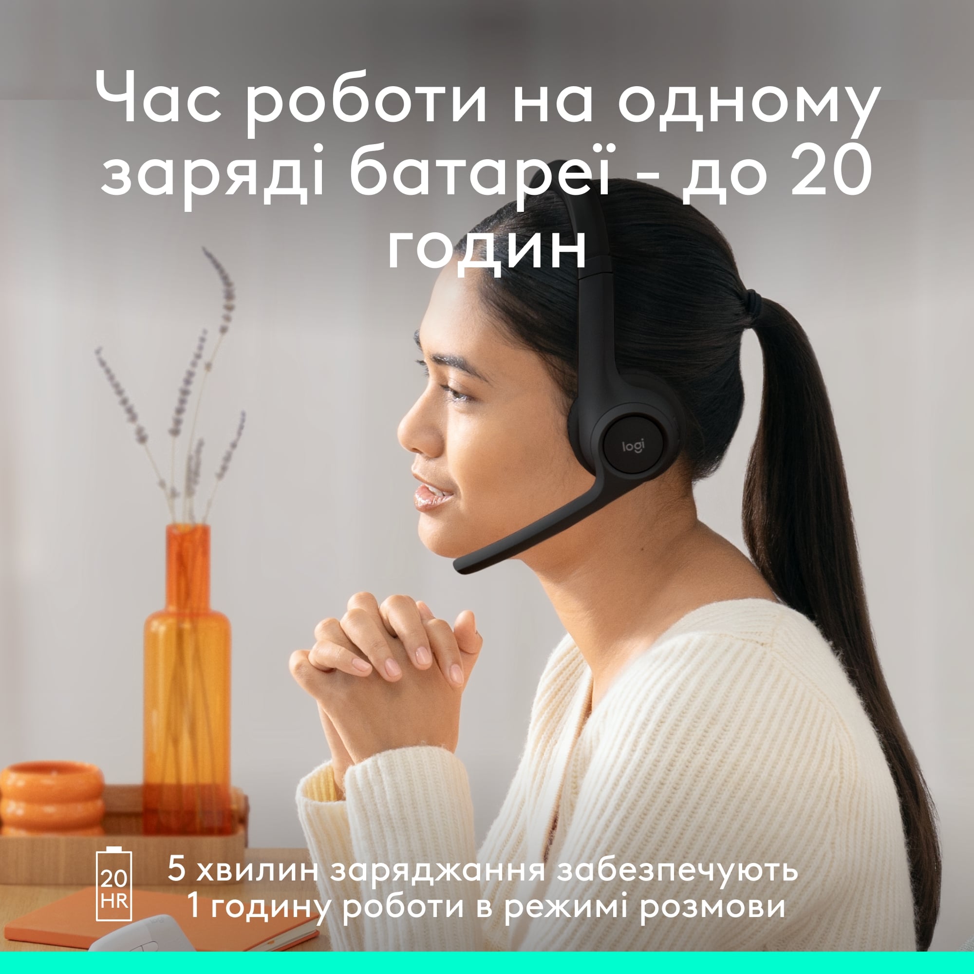 Bluetooth-гарнітура Logitech Zone 300 Wireless Black (981-001407)