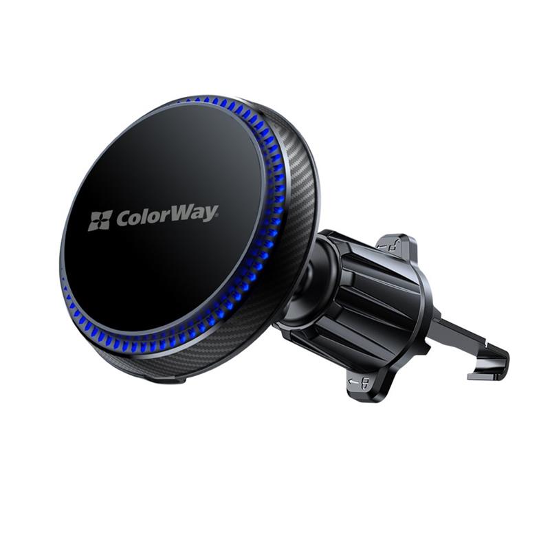 Бездротовий зарядний пристрій СolorWay MagSafe 360° Air Vent 15W Black (CW-CHMW041Q-BK)