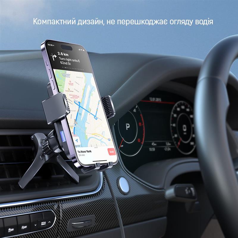 Бездротовий зарядний пристрій СolorWay AutoSense Car Wireless Charger 2 (Dashboard+Air Vent) 15W (CW-CHAW040Q-BK)