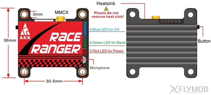 Відеопередавач AKK Race Ranger 200/400/800/1600mW 5.8G