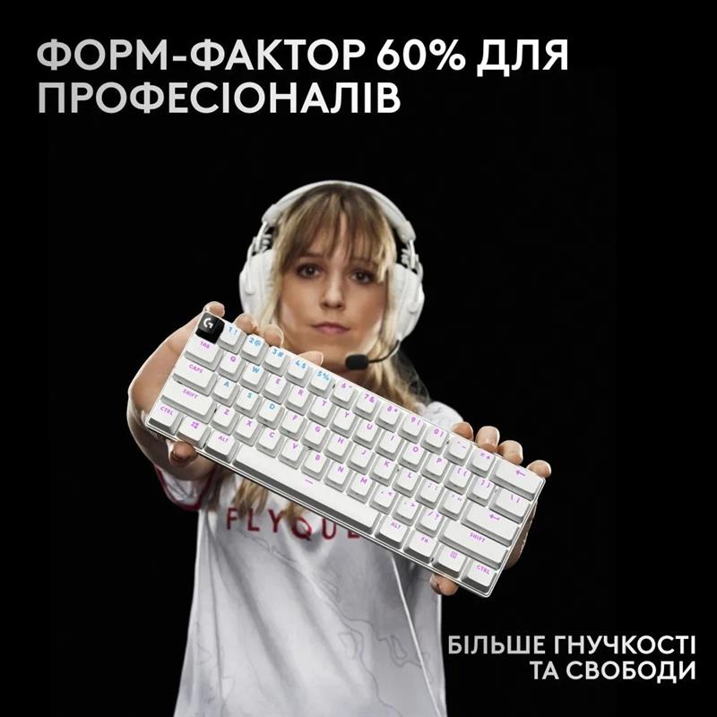 Клавiатура Logitech G PRO X 60 TKL GX Optical Tactile White (920-011930)