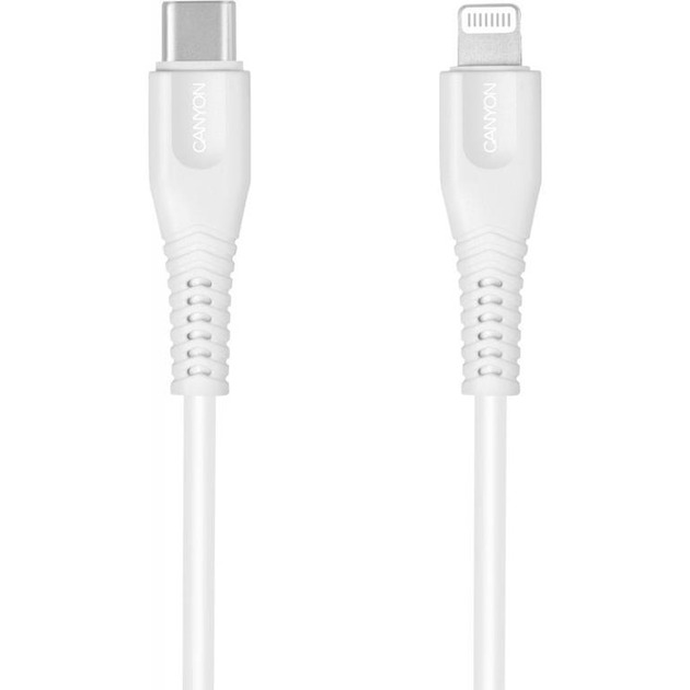 Кабель Canyon MFI-4 USB Type-C - Lightning 1.2м, White (CNS-MFIC4W)