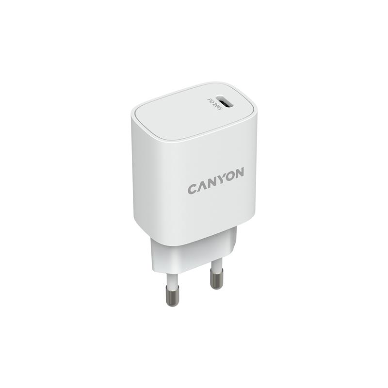 Мережевий зарядний пристрій Canyon H-20-02 (1USB, 3A) PD White (CNE-CHA20W02)