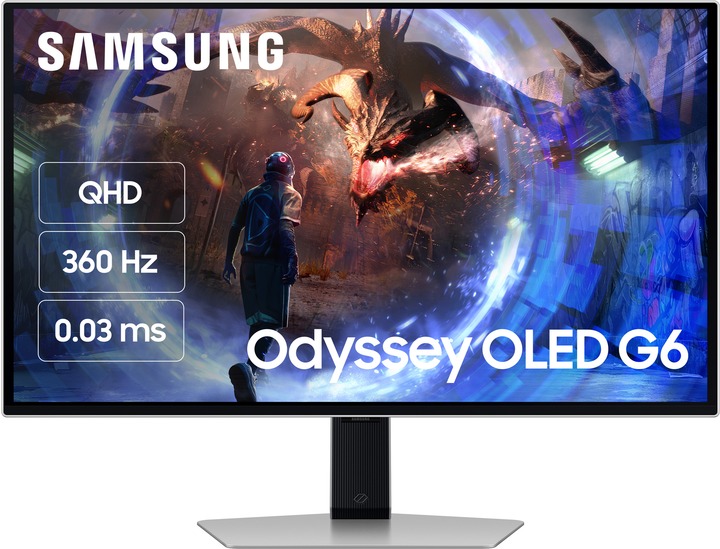 Монiтор Samsung 27" Odyssey G6 LS27DG600 (LS27DG600SIXCI) OLED Silver 360Hz