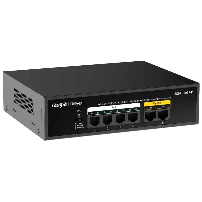 фото Комутатор некерований Ruijie Reyee RG-ES106F-P