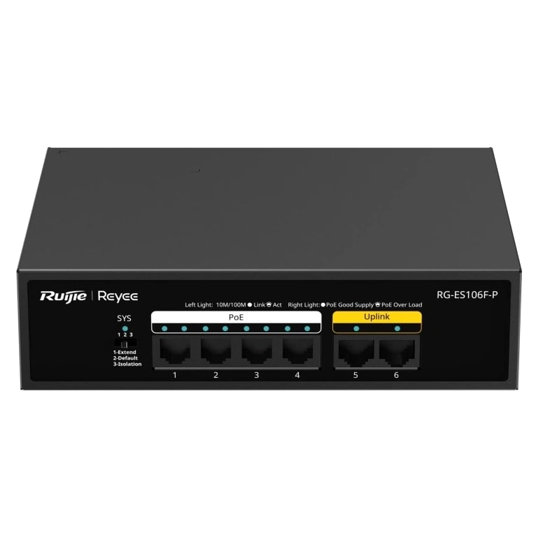 фото Комутатор некерований Ruijie Reyee RG-ES106F-P