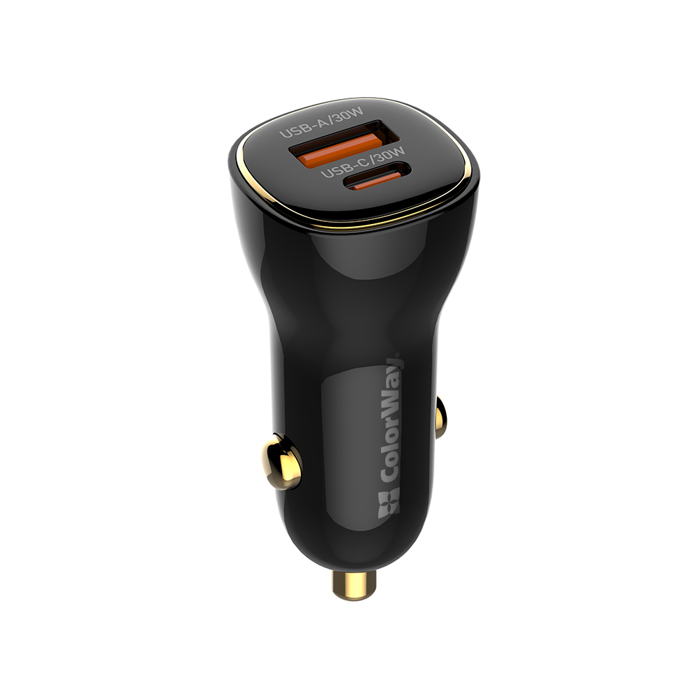 Автомобільний зарядний пристрій ColorWay Power Delivery Port PPS USB (USB-A + USB-C, 60W) Black (CW-CHA046PD-BK)