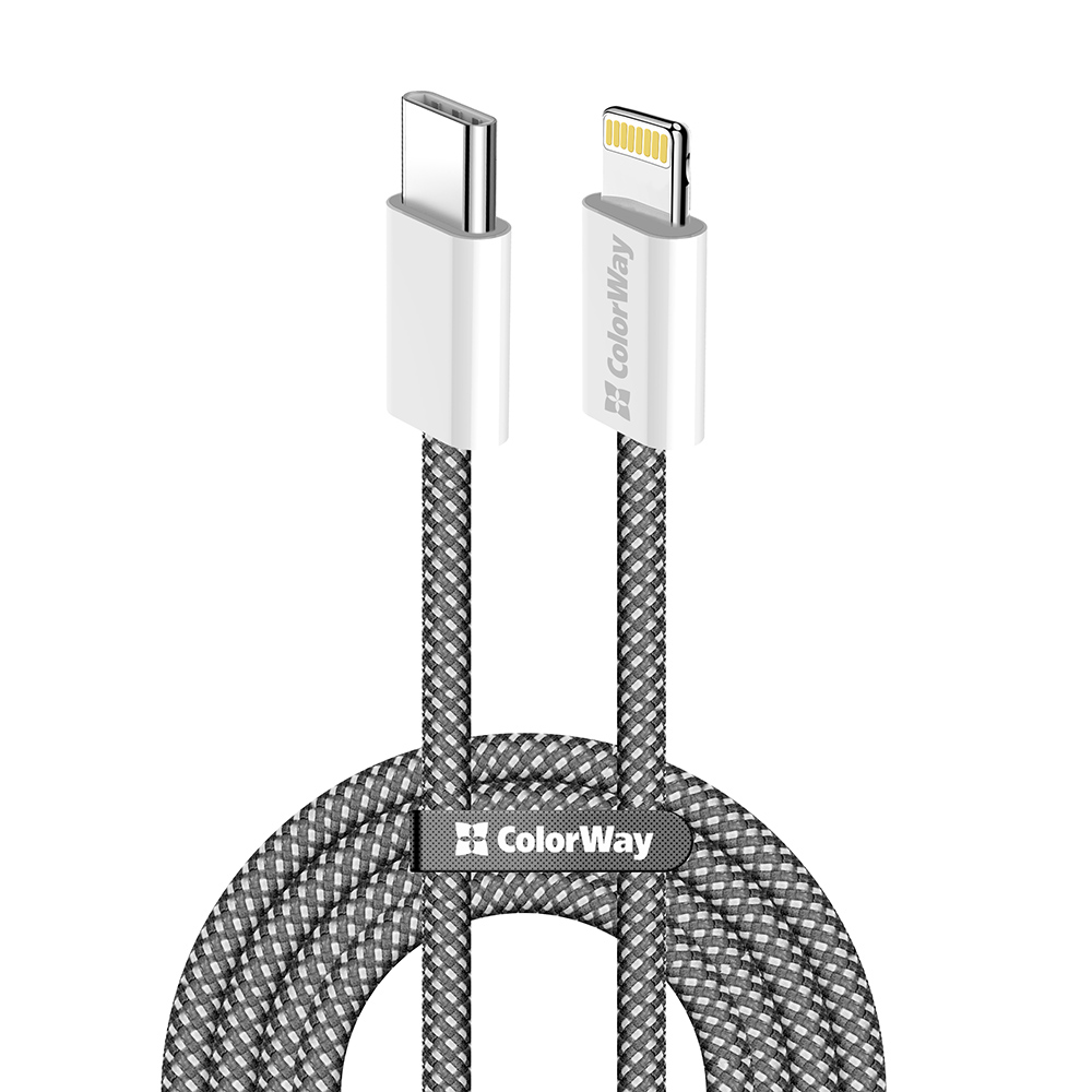 Кабель ColorWay Lightning + USB Type-C (M/M), 3.0 А, 1 м, Black (CW-CBPDCL061-BK)