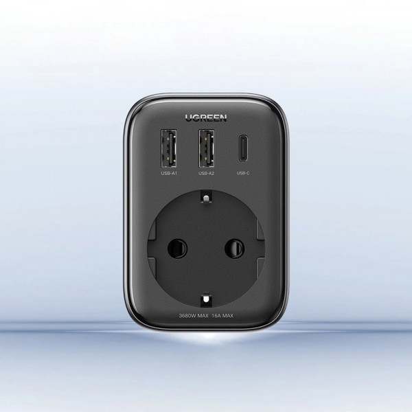 Зарядний пристрій Ugreen CD314 30W Outlet Extender (2хUSB-A+USB-C) Black (90613)