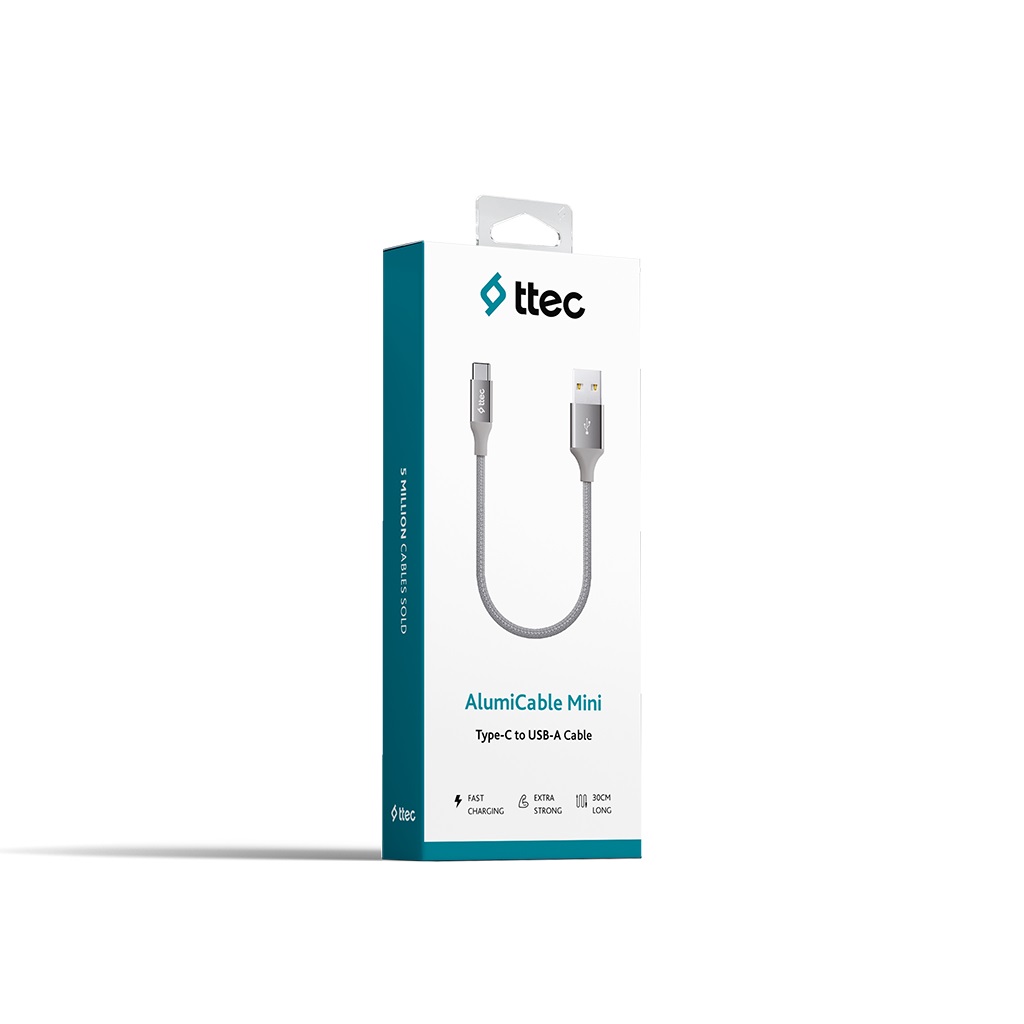 Кабель Ttec AlumiCable Mini USB - USB Type-C (M/M), 0.3 м, Dark-Gray (2DK26UG)