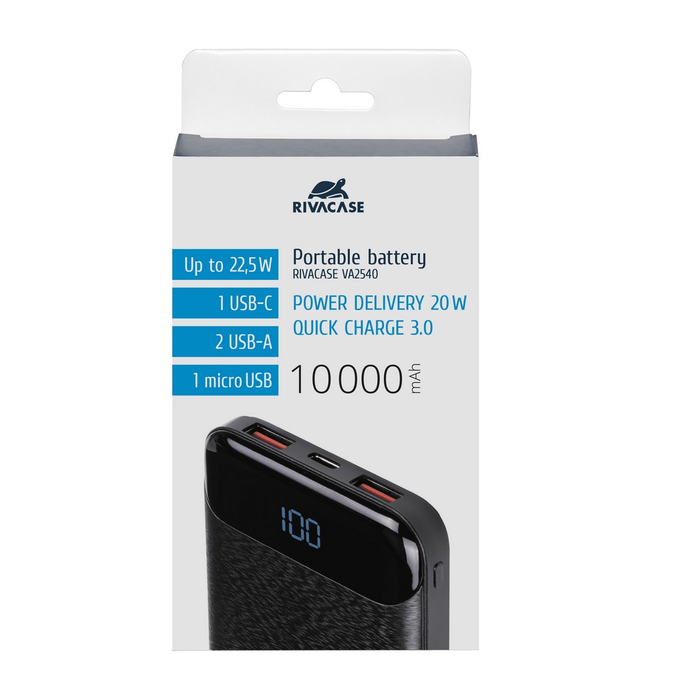 Універсальна мобільна батарея Rivacase Rivapower 10000 mAh Black (VA2540)