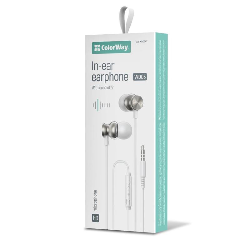 Гарнітура СolorWay 3.5 mm Wired Earphone UrbanBeat White (CW-WD03WT)