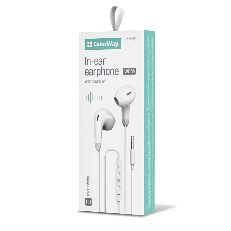 Гарнітура СolorWay 3.5 mm Wired Earphone Sound Wave White (CW-WD04WT)