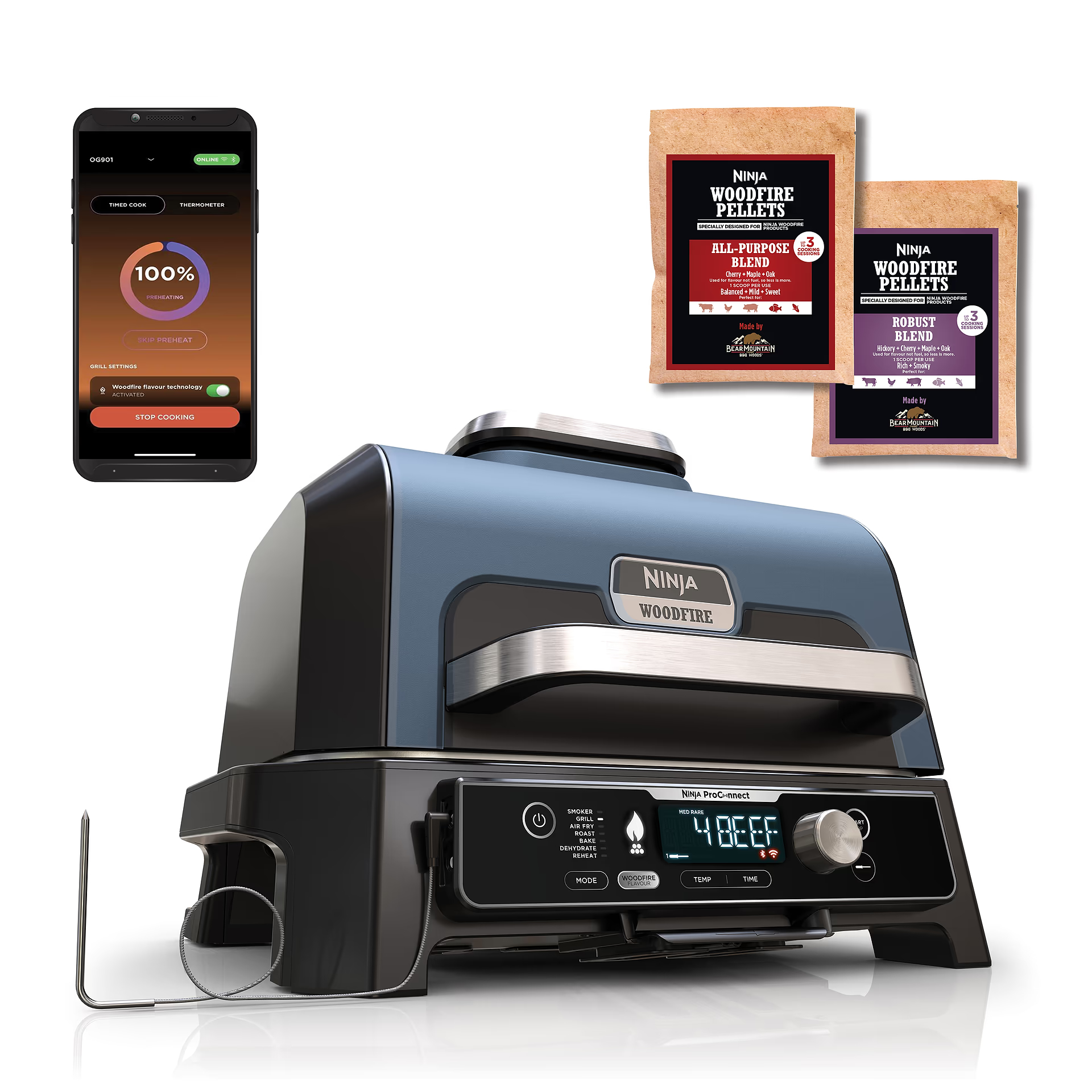 Гриль-барбекю Ninja Woodfire Pro Connect XL OG901EU Гриль-барбекю Ninja Woodfire Pro Connect XL OG901EU