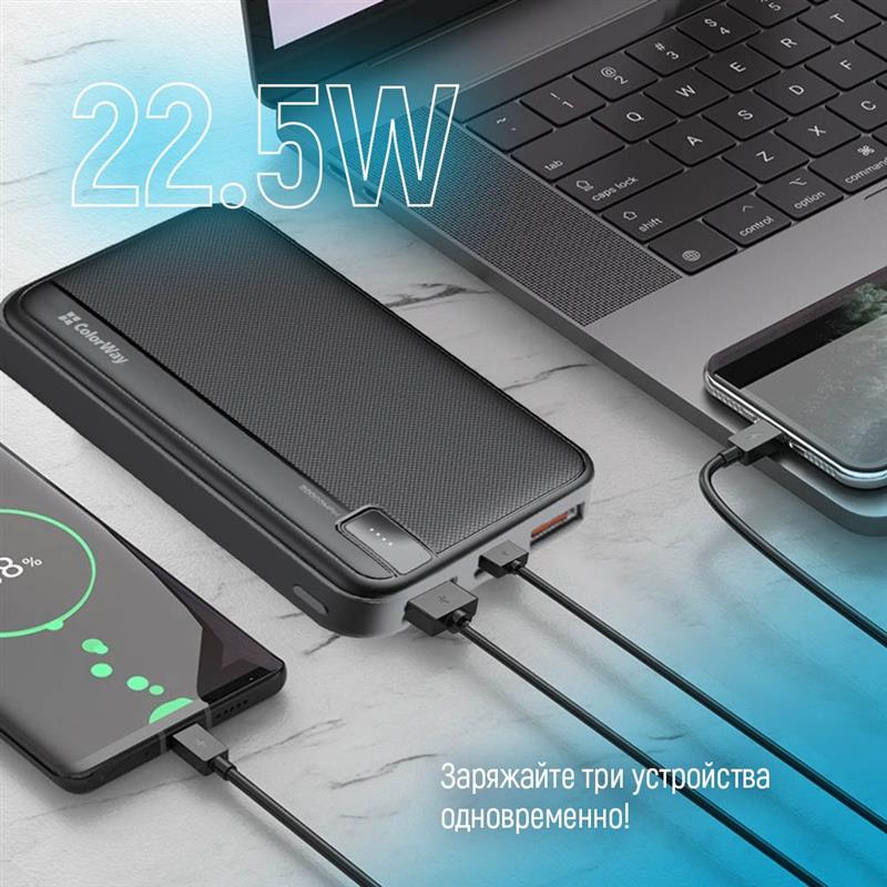 Універсальна мобільна батарея ColorWay High-power 20000mAh Black (CW-PB200LPA4BK-PD)