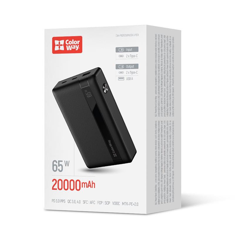 Універсальна мобільна батарея ColorWay Powerful 20000mAh Black (CW-PB200LPA3BK-PDD)