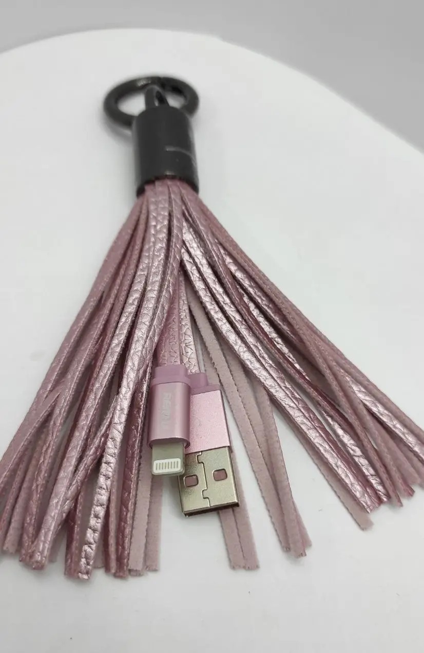 Кабель Remax RC-053i Tassel Ring USB-Lightning, 0.15м, Pink (6954851260189)