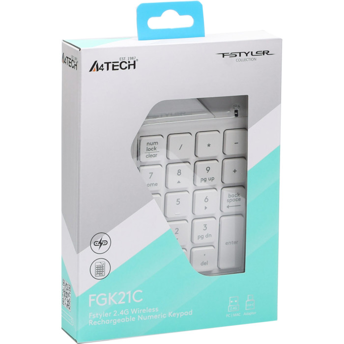 Клавіатура цифрова A4Tech Fstyler FGK21C White