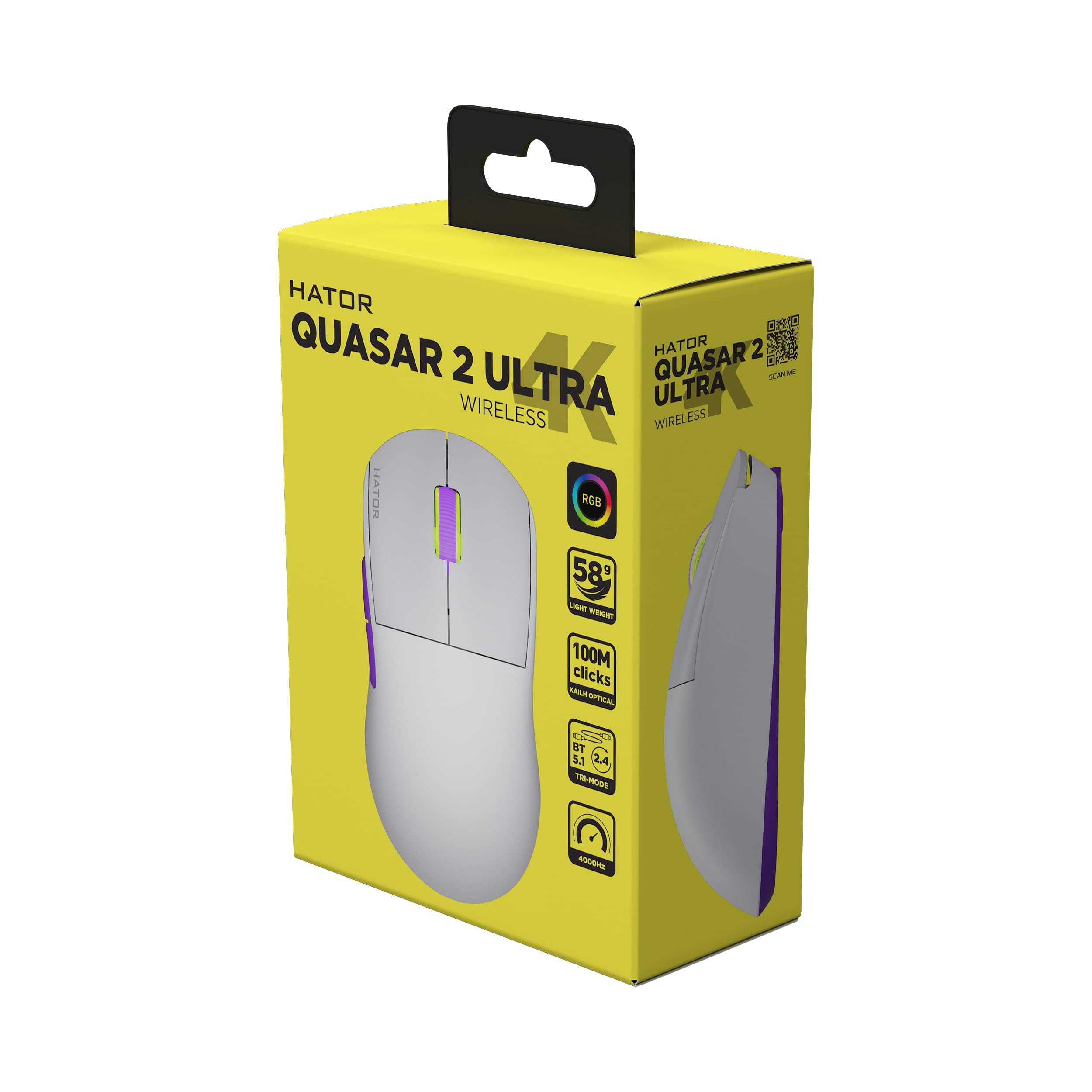 Миша бездротова Hator Quasar 2 Ultra 4K Wireless White/Lilac (HTM571WL)