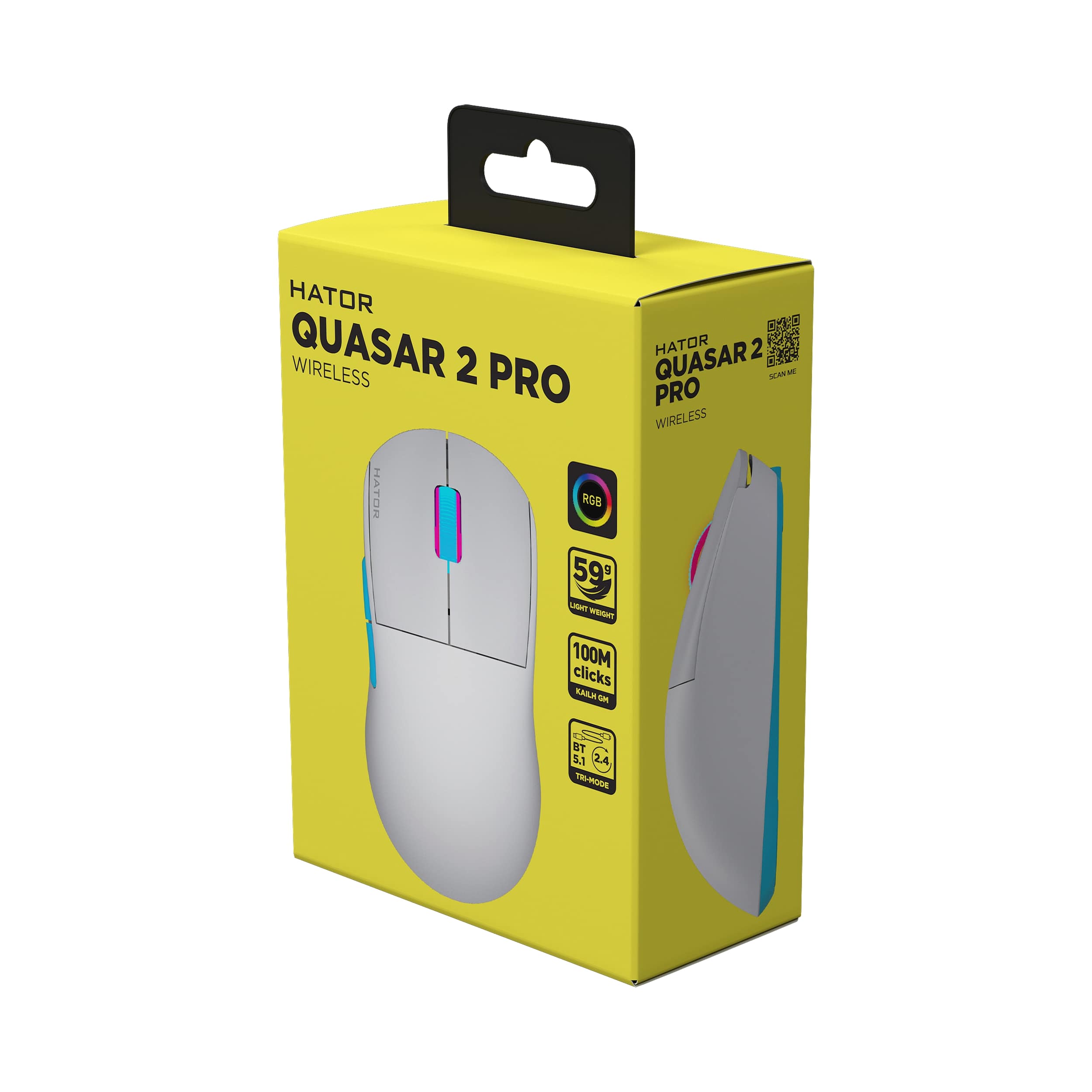 Миша бездротова Hator Quasar 2 Pro Wireless White/Cyan (HTM561WC)