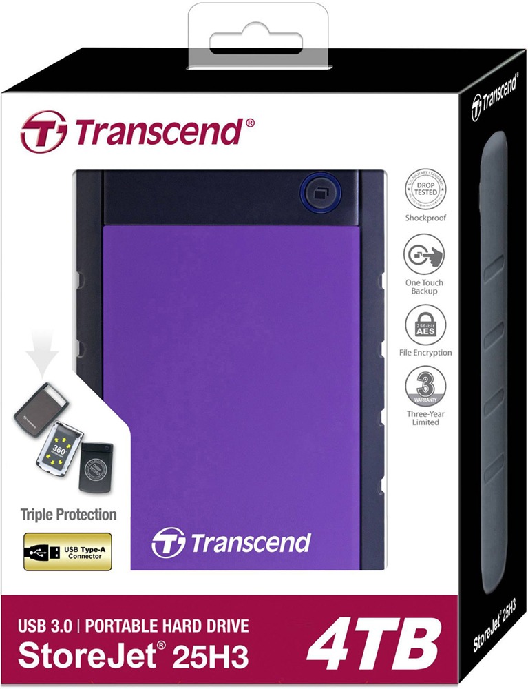 Накопичувач зовнiшнiй 2.5" USB 4.0TB Transcend StoreJet 25H3 (TS4TSJ25H3P)