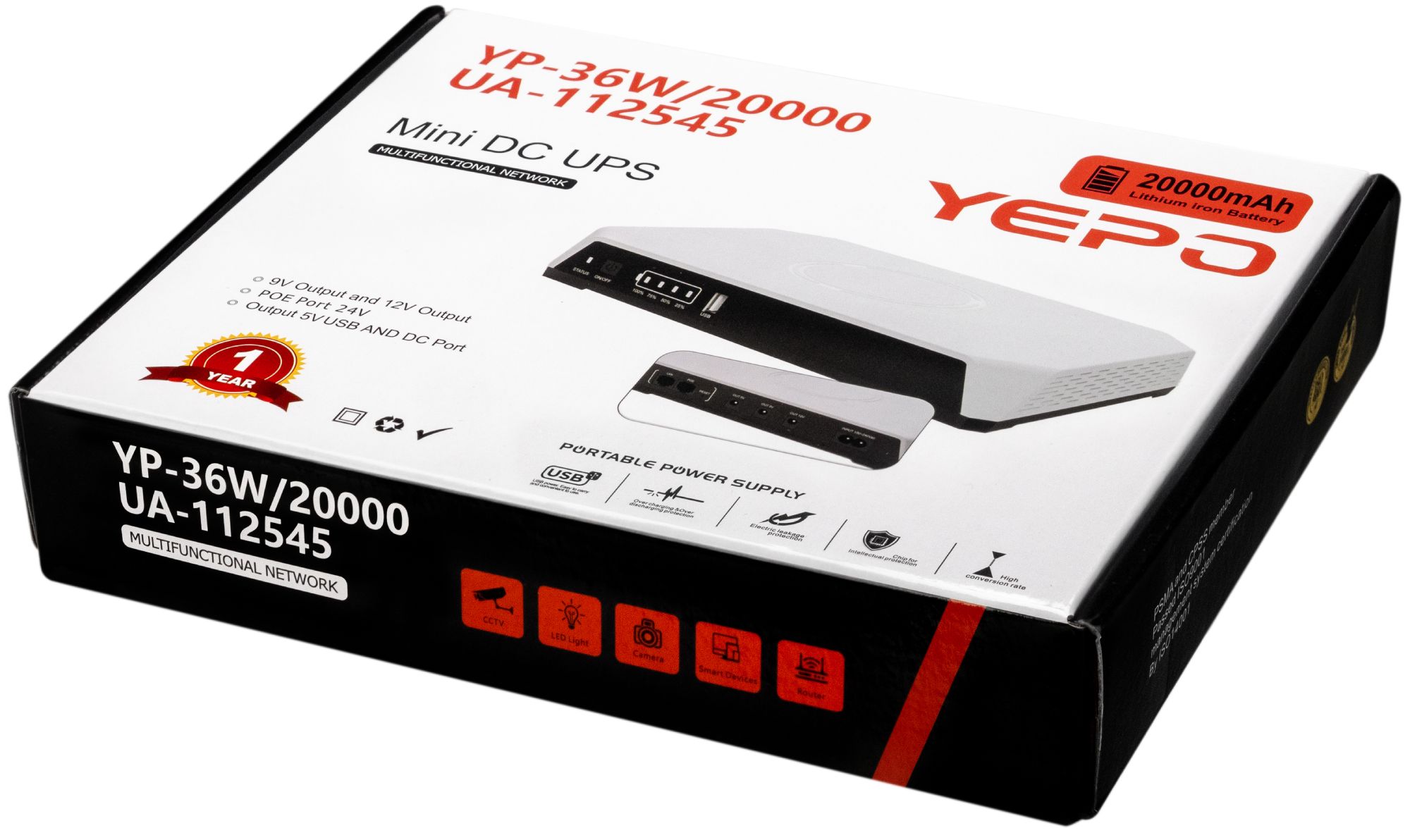 Джерело безперебійного живлення Yepo Mini DC-UPS YP-36W/20000mAh LiFePO4 DC-5V/9V/12V (UA-112545)