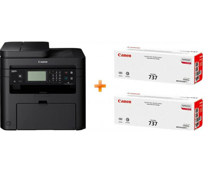 БФП А4 ч/б Canon i-Sensys MF237w з Wi-Fi (1418C162AA) + 2 картриджа Canon 737