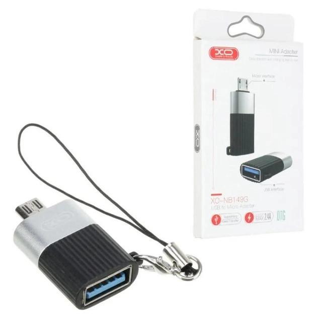 Адаптер XO NB149G USB-micro USB (F/M) Black (XO-NB149G-BK)