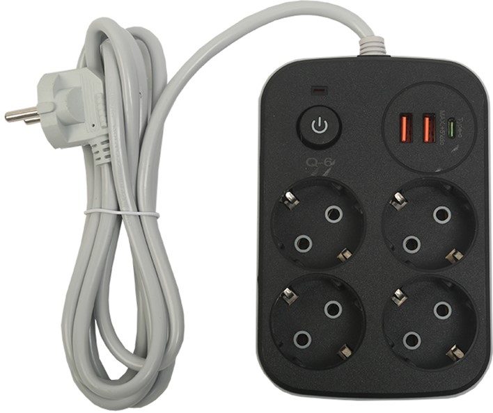 Мережевий фільтр XoKo SP-4-2-1 4 розетки, 3 USB, 2 м Black (XK-SP-4-2-1-BK)